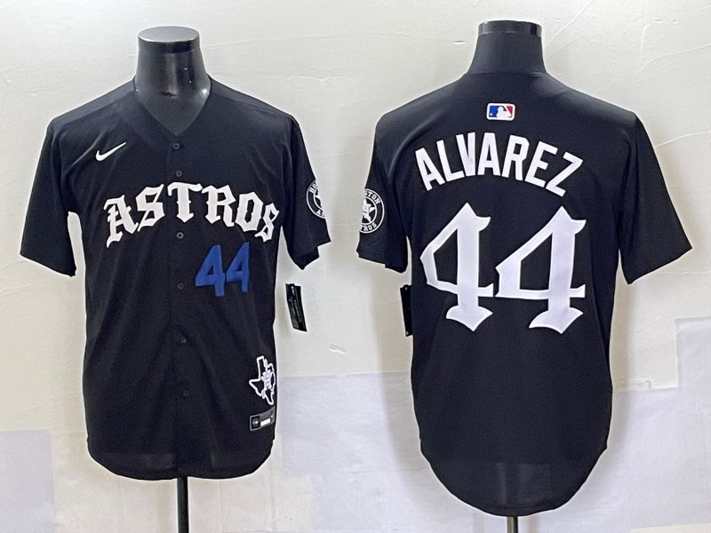 Men 2025 Houston Astros 44 Alvarez Black Seven generations Joint Name Nike MLB Jersey style 6